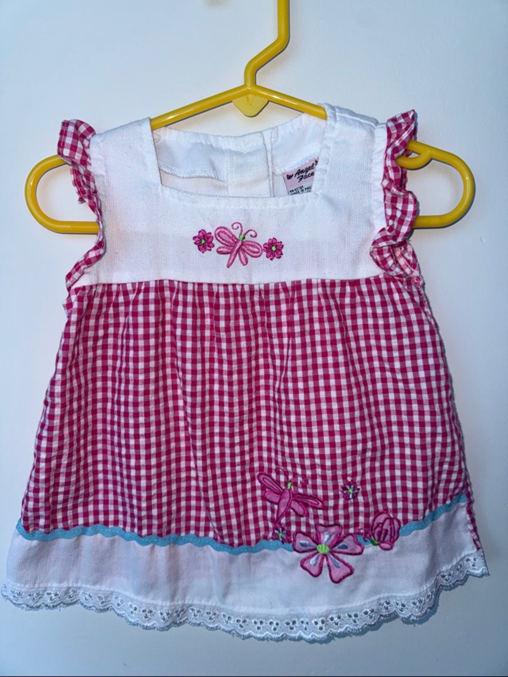 Vintage Pink Gingham Floral Toddler Dress